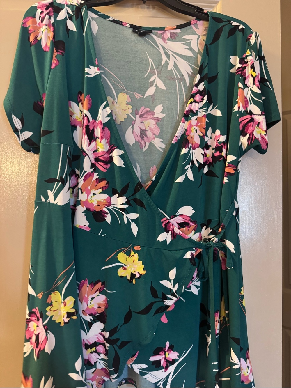 torrid Teal Floral Top with Pink & Yellow Blooms